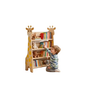 Estantería Montessori con Forma de Jirafa, con Estantes Escalonados y Diseño de Madera Natural, Librería Infantil Unisex para el Hogar y la Guardería - Product Image 1