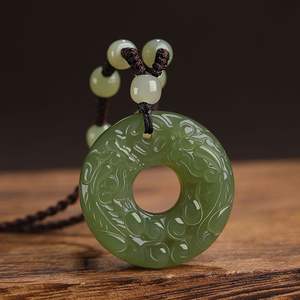 Colgante de Jade Heitan de Doble Cara con Amuleto de <span class=keywords><strong>Paz</strong></span> Puxi para Hombre <span class=keywords><strong>y</strong></span> Mujer, Estilo Retro, Pendientes de Piedra de Jade Azul Puxi - Product Image 4