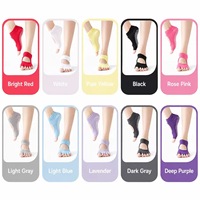 Chaussettes de yoga antidérapantes à cinq doigts et talon ouvert pour femmes, chaussettes de fitness pour l'entraînement