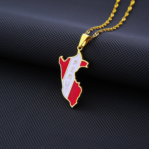 Nuevas llegadas Perú Mapa con bandera colgante collares para Mujeres Hombres Color <span class=keywords><strong>oro</strong></span>/plata Color Mapa de Perú joyería peruana - Product Image 6
