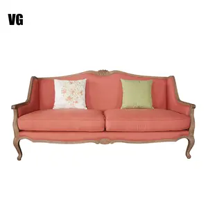 Modern design style furniture carving sofa design cloth art sofa bed pink living room sofa
