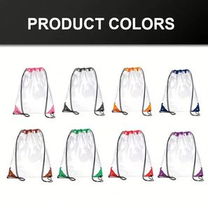 Sac à dos à cordon personnalisé avec logo, sac à dos coloré en PVC transparent, sac à cordon pour la gym, le sport, recyclable, avec cordons - Product Image 2