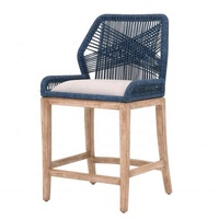 BM011 Tabouret de bar en bois rembourré avec un design moderne en corde tressée, tabourets de comptoir, chaise haute, tabouret de cuisine