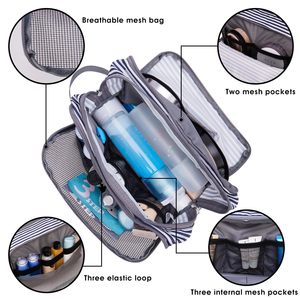 Trousse de toilette de voyage pour <span class=keywords><strong>homme</strong></span>, légère, résistante à l'eau, petite trousse de <span class=keywords><strong>rasage</strong></span>, organiseur de cosmétiques pour salle de bain, rayures bleues - Product Image 2