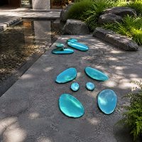 Offre Spéciale : Sculpture de galets irisés de luxe en acier inoxydable, revêtement miroir couleur, pour jardin biologique, parc, hôtel, taille personnalisée