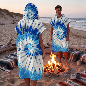 Toalla de playa con capucha de secado rápido, con estampado de palmeras, estilo europeo-americano, para uso transfronterizo, ideal para el verano y la playa, talla grande. - Product Image 4