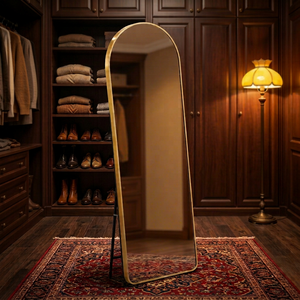 TG 2026 Espejo de pie de cuerpo entero con marco metálico dorado/negro, moderno, de cristal, para vestidor, tamaño personalizable - Product Image 1