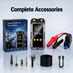 Portable <b>Car</b> Air Compressor Tire Inflator with Jump Starter LED Light Powerbank SOS Rescue Digital Pressure Gauge 150PSI OEM ODM - Product Image 6