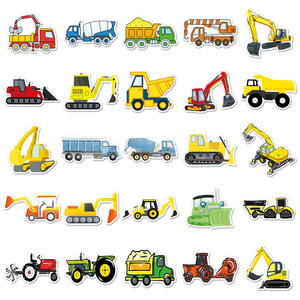 Directo de fábrica, 50 Uds., camión de dibujos animados, excavadora, pegatinas impermeables de PVC, gran oferta, etiquetas de embalaje para vehículos de construcción - Product Image 3