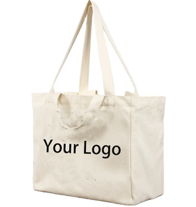 Custom Print Logo Cotton Large Shopping <b>White</b> Canvas Tote <b>Bag</b> With Pocket and Zipper Shoulder <b>Bag</b> OEM ODM - Product Image 2