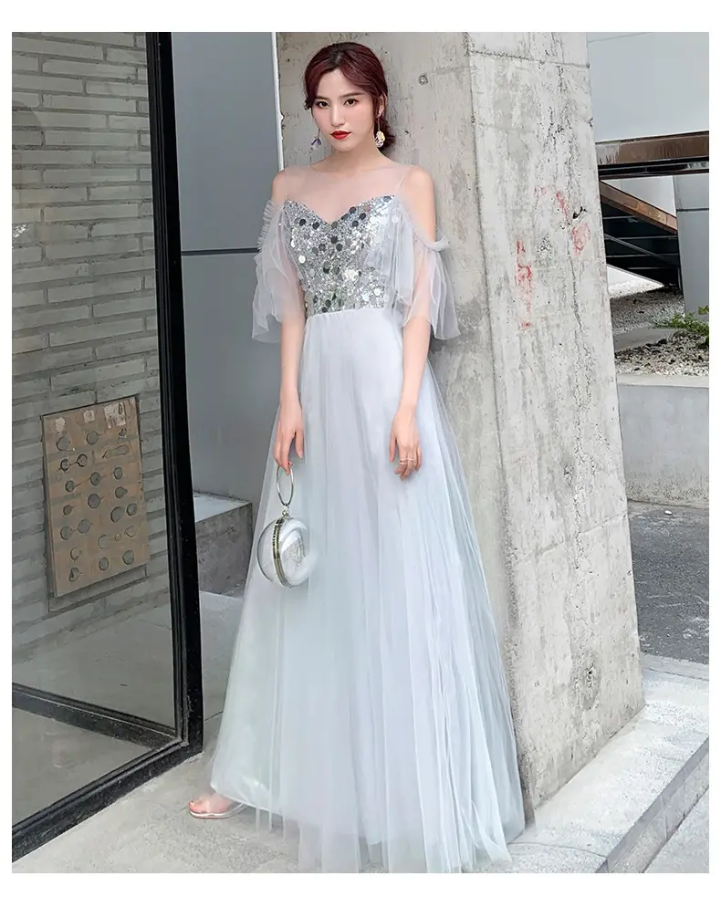 Custom-made popular gown design lace up sling A-line fairy bride dress elegant women evening dress