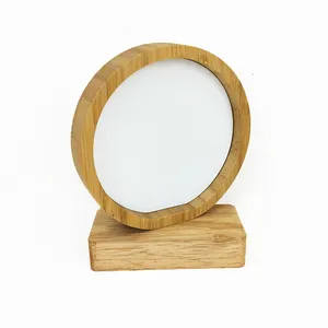Qualisub Creative Circle Shape Bamboo Photo frame sublimation bamboo photo frames blank with Magnetic for Heat Press