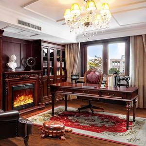 โต๊ะไม้เนื้อแข็งอเมริกันพร้อมลิ้นชัก เฟอร์นิเจอร์สำหรับการเรียน โต๊ะคอมพิวเตอร์สำนักงาน โต๊ะและเก้าอี้ในห้องนอน - Product Image 4