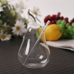 Taza de cristal de fruta de manzana de pera bonita, taza de paja de té de leche resistente al calor, taza de jugo de cola - Product Image 4