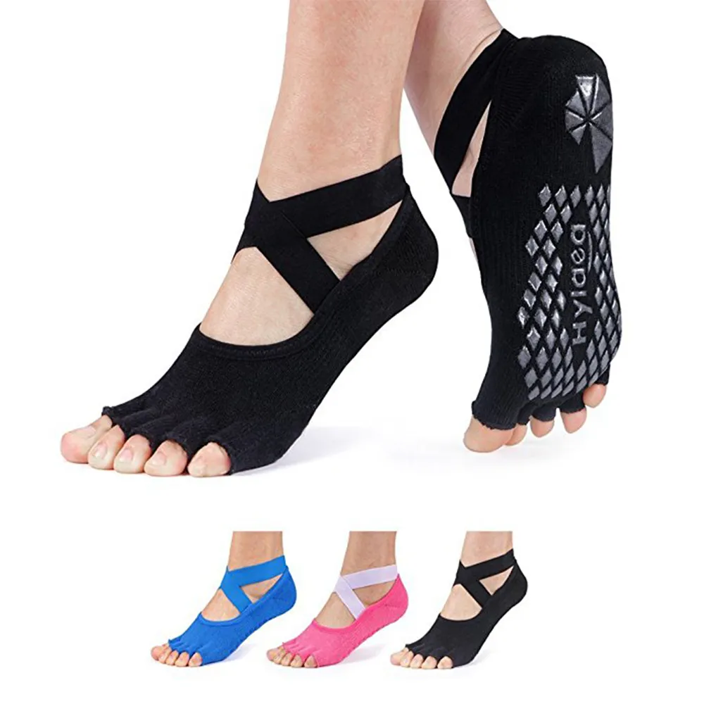 Women Socks Open Toe Summer Thin High Heels Rubber Sole Anti-slip Funny Toe Invisible Yoga Socks