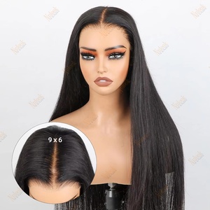 Nouvelle arrivée 9x6 sans colle HD prédécoupé noeuds blanchis brut cheveux vietnamiens dentelle frontale perruque os droite prêt à l'emploi perruques de cheveux humains - Product Image 1