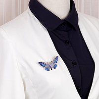 Broche papillon en alliage plaqué or pour femmes, épingle de revers en émail, épingle de sûreté, bijoux