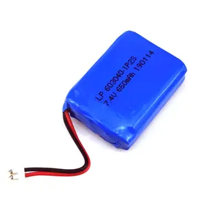 Oem/odm 850 נטענת mah 900mah 603040pl 2s1p סוללת יון ליתיום-דק אולטרה 7.4 סוללה lipo 7.4v 650mah