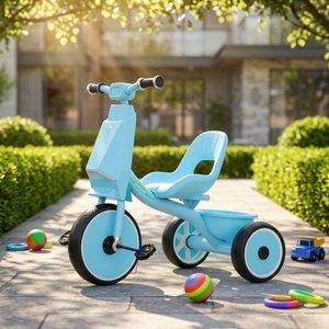 <span class=keywords><strong>Triciclo</strong></span> 2 en 1 para Niños con Manillar Ajustable, Estructura de Acero Resistente, Ruedas Grandes de EVA, Asiento, Reposapiés, Pedales y Cesta - Product Image 3
