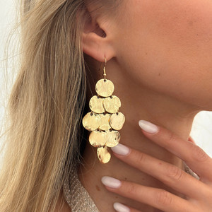 HT0122 Ensemble de bijoux collier en Y à sequins géométriques et boucles d'oreilles <span class=keywords><strong>disque</strong></span> dorées, <span class=keywords><strong>pour</strong></span> usage quotidien, cadeau de fête, accessoire de mode - Product Image 3