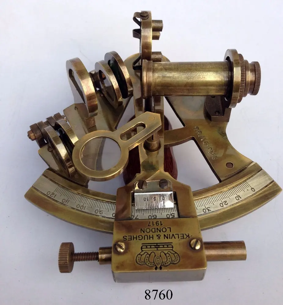 อินเดียทำทองเหลืองโบราณนำทางทะเลเรือ Sextant สำหรับตกแต่งและขาย