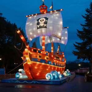 Lanterne en forme de bateau recouverte de soie durable et étanche pour les fêtes de <span class=keywords><strong>quai</strong></span> en plein air Backyard Summer Nights Festive Decor Thanksgiving - Product Image 2