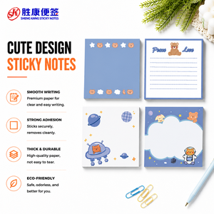 <b>Cute</b> Cartoon <b>Bear</b> Space Sticky Notes Self Adhesive Lined Memo Pads Decorative Notepads for Student Classroom Office Planner Stat - Product Image 1