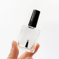Botella de vidrio vacía rectangular para esmalte de uñas, transparente/negra, para rellenar esmalte de uñas/pegamento/aceites, tapa de rosca resistente a la luz, 10/15ML, 100 unidades