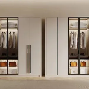 Desain Modern menyesuaikan lemari kain pakaian kelas atas siap dirakit lemari dengan lemari pakaian bentuk l