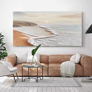 Hand Painted Oil Painting Abstract Landscape Sunrise Beach Scene Modern Wall Art For Living Room Decor 100% Handmade <b>Frameless</b> - Product Image 1