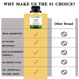 Vente chaude OEM - Personnalisable - Maxi-Amino avec 16 acides aminés de forme libre, 180 capsules végétariennes, certifié sans gluten - Product Image 4