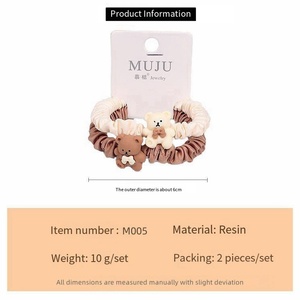 Mode coréenne Ensemble 2 pièces de chouchous en satin tête d'ours Attaches à cheveux élégantes pour filles dans un style doux Accessoires pour enfants - Product Image 4