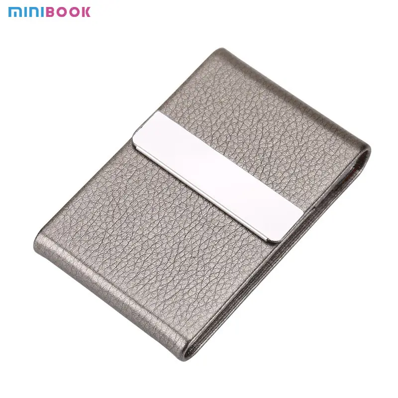 Minibook – boîte de rangement de carte de visite personnalisée en alliage de cuir inoxydable pour hommes et femmes, support de carte de visite mince en métal en aluminium de luxe