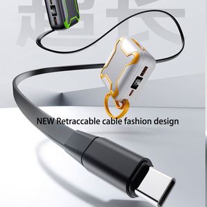 High Capacity 10000Mah Retractable <b>Cable</b> Power Bank With Fast Charging PD22.5W 2 Built-In <b>Type</b>-<b>C</b> <b>Cables</b> USB PVC for Ipad <b>Charger</b> - Product Image 3