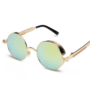 Vintage <strong>Steampunk</strong> Red Sunglasses Men Round Punk Alloy Metal Retro Sun Glasses Women 2025 <strong>Goggles</strong> Gothic Style Shades - Product Image 2