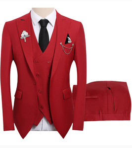 Abito da <span class=keywords><strong>uomo</strong></span> slim-fit a tre pezzi con perline, monopetto, collo a revers, in poliestere, per matrimonio, sposo, testimone o abito da lavoro - Product Image 3