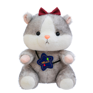 Peluche Hamster Mignonne en Gros et au Détail avec Nœud, Coussin Doux en Forme d'Animal en Peluche, Cadeau Apaisant pour Anniversaire d'Enfant <span class=keywords><strong>Fille</strong></span> - Product Image 1