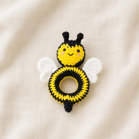 KaiyueCrochet Hochet pour bébé Amigurumi, Anneau de dentition animal, Jouet sensoriel pour nouveau-né, Anneau de dentition tricoté à la main pour nourrisson, Cadeau personnalisé pour la naissance