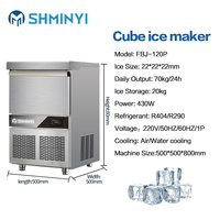 Machine à glaçons en cubes commerciale de 70 kg par jour avec système de refroidissement par air et par eau pour usage professionnel