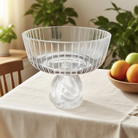 Bol en verre cristal de haute qualité avec Base en forme de noeud Surface rayée pour salon Table basse hôtel mariage biscuit servant