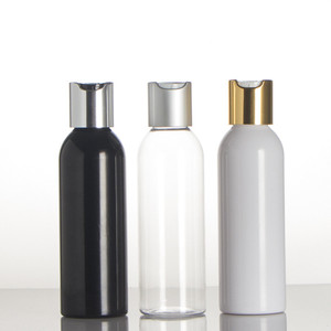 Botellas Botella de loción cosmética Cilindro Plástico 4oz 8oz Tapa de disco Embalaje cosmético Serigrafía Blanco Negro con oro Plata - Product Image 6