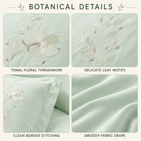 Ensemble de housse de couette 3 pièces en satin de coton 100% respirant et luxueux, broderie botanique, pour hôtel moderne, chambre à coucher