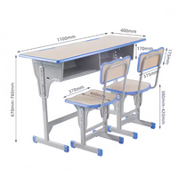 Ensemble de bureau réglable en hauteur Shanfeng pour étudiants, mobilier de classe moderne avec surface HDF et bordure en PP, table et chaise