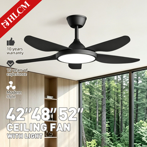 52-Inch All-Black LED Ceiling <strong>Fan</strong> <strong>Remote</strong> <strong>Control</strong> 6-Speed Ultra-Quiet DC Motor 5/6 Leaves Modern Design for Living/Dining Rooms - Product Image 1