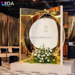 LEDA Newly Designed <b>Mirrored</b> Gold <b>Acrylic</b> Reception Seating Panels Are Used For Wedding Banquet Entrance Reception - Product Image 1