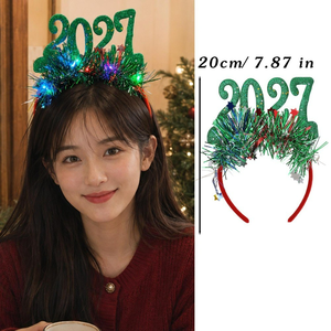 Fascia per Capodanno con Display Digitale LED Stile 2027, '<span class=keywords><strong>Felice</strong></span> <span class=keywords><strong>Anno</strong></span> <span class=keywords><strong>Nuovo</strong></span>' <span class=keywords><strong>e</strong></span> 'Buon <span class=keywords><strong>Natale</strong></span>', con Accessori per Foto di Festa - Product Image 5