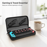 Étui de transport rigide en EVA pour Nintendo Switch, style portefeuille, sac de rangement pour console de jeu avec 12 emplacements pour cartes de jeu, pochette à fermeture éclair