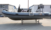 Coque en aluminium 15.4ft RIB Boat Hypalon PVC Fiberglass Gonflable Rowing Fishing Boat River Lake Power Engine Combo Set Outdoor