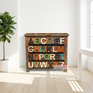 Vintage Reclaimed Natural <b>Wood</b> Living Room Cabinets Storage Buffet Cabinet <b>Letters</b> Handcrafted For Hotel Farmhouse - Product Image 5