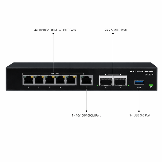 Grandstream GCC6011 Office Enterprise Gateway SIP VPN Router NGFW Firewall IP PBX Wi-Fi 6 AX4200 10 Port Gigabit Layer 3 Switch